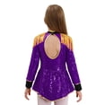 thumbnail image 2 of YONGHS Combinaison de Cirque pour Filles Halloween Enfants Manches Longues Sequins Justaucorps Robe Danse Violet 16, 2 of 6