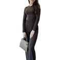 thumbnail image 1 of Conjunto de Dos Piezas para Mujer, Estilo Casual, Ideal para Estar en Casa. Incluye Top de Larga Ligeramente Corto y Pantalón de Pierna . Marrón - S, 1 of 9