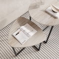 thumbnail image 3 of Juego de mesa de café HOJINLINERO redondo negro con aspecto de metal y madera, 3 of 7