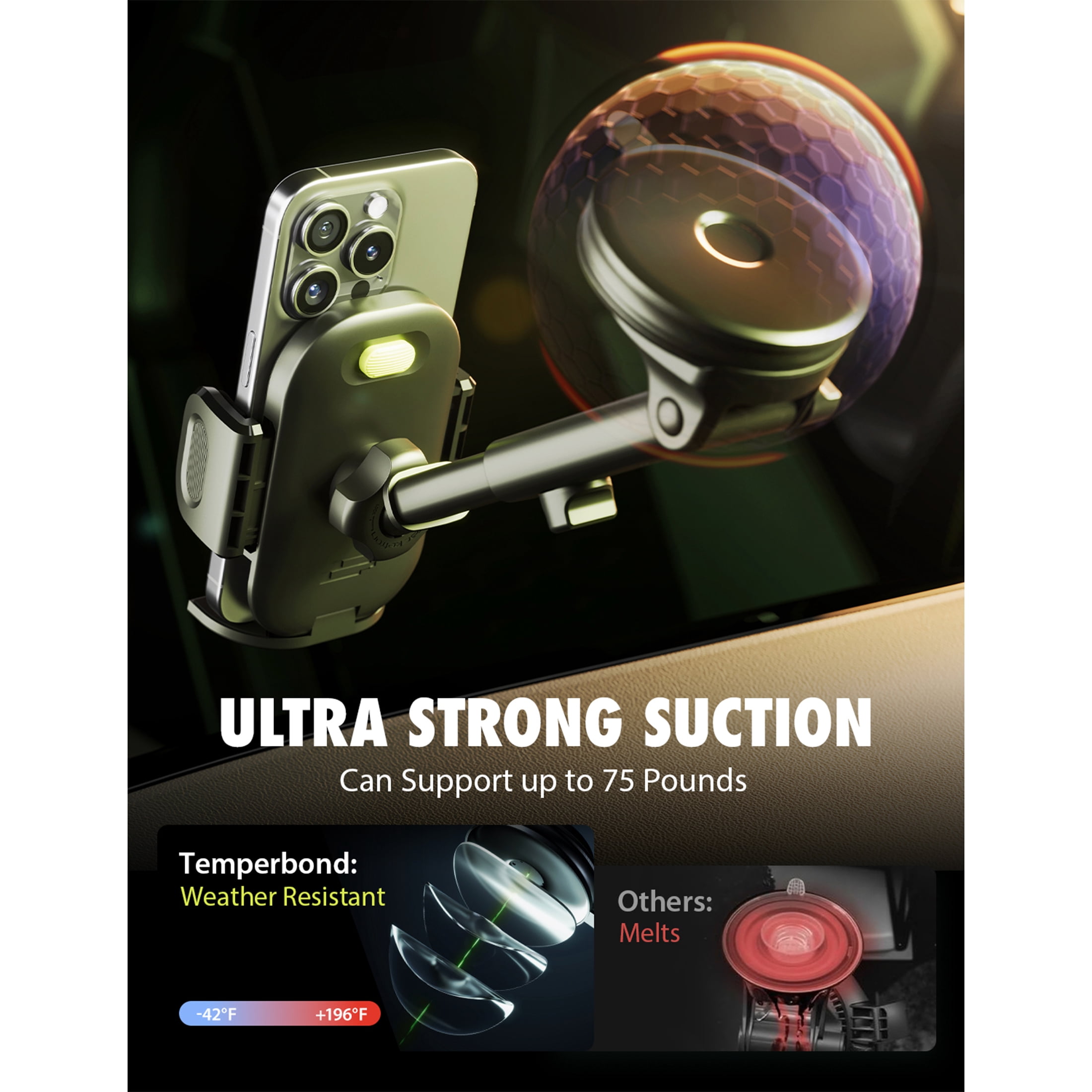 Bracketron TripGrip 2.0 Car Phone Mount, Dashboard and Windshield Holder with Adjustable Arm & 360° Rotation