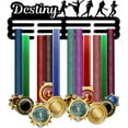 thumbnail image 1 of Exhibidor de medallas deportivas negras para mujer, con gancho para medallas deportivas de 4 líneas, soporte de pared con marco metálico., 1 of 7