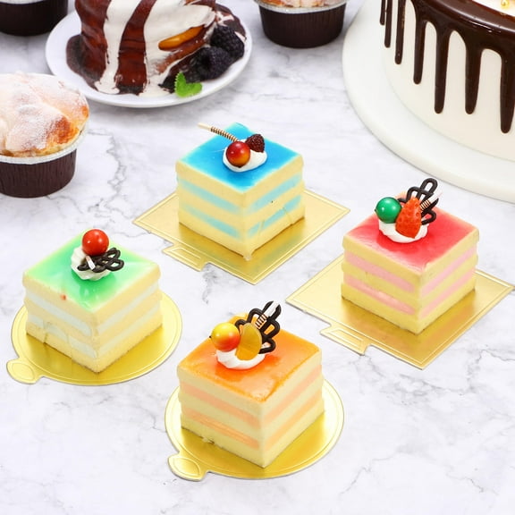 WHAMVOX 200 Pcs Cake Boards Round and Square Shape Cake Bases Dessert Mousse Display Serving Trays