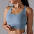 thumbnail image 5 of Women's Crop Tops Yoga Workout Sport Sleeveless Tops Quick Dry Slim Shaping Back Fitness Stretchy Tank Tops with Bra Blue,L, 5 of 6