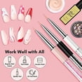 thumbnail image 3 of Makartt 3Pcs Nail Art Liner Brush Acrylic Nail Brush Gel Nail Painting Brush Nail Art Design Pen Set Nail Dotting Painting Pen Drawing Nail Brush Set Shiny Diamond Acrylic Handle for Home DIY Salon, 3 of 3