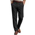 thumbnail image 3 of Men's Regular Fit Dress Pants Expandable Waist Slacks for Work Casual Business Flat Front Mens Wrinkle Free Comfort Stretch Pants Black L, 3 of 5