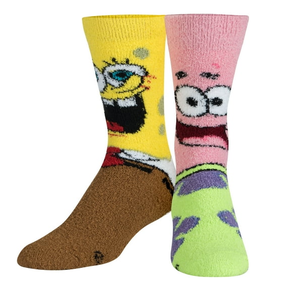 Cool Socks Novelty Crew Socks Men's Women's, Bikini Bottom Boys Fuzzy, Graphic Print, Large