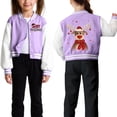 thumbnail image 4 of Staki Bomber Jacket Girls Kids Baseball Jackets Casual Jacket Christmas Bomber Jackets(Purple,7-8 Years), 4 of 7