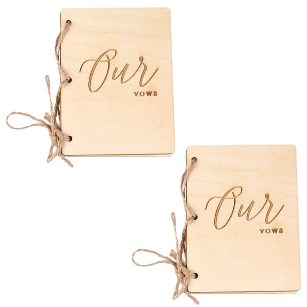 EeaseMX 1 par de folletos de votos matrimoniales de madera, regalo creativo para celebración de bodas, cuaderno de votos matrimoniales de amor, manual para la novia y el novio.