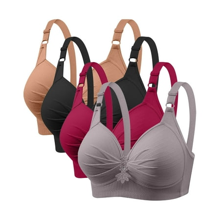 Aobny Bralette Fancy Women s Plus Bras 4 Pack Underwear Nylon Full Coverage Lift Tops Cute XXXL