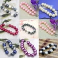 thumbnail image 2 of K-KED Fashion 8/10/12mm Multi-Color South Sea Shell Pearl Round Beads Bracelets 7.5''-Light Blue-12mm, 2 of 6