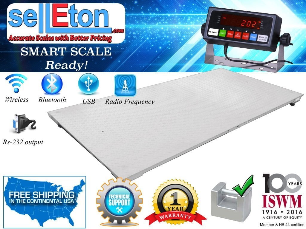 SellEton 48 X 96 Floor Scale with Printer & Scoreboard Warehouse Industrial 10,000 lbs X 1 lb 