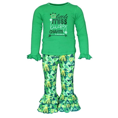 Girls 2 Piece Little Miss Lucky St Patrick's Day Outfit (18 Months)