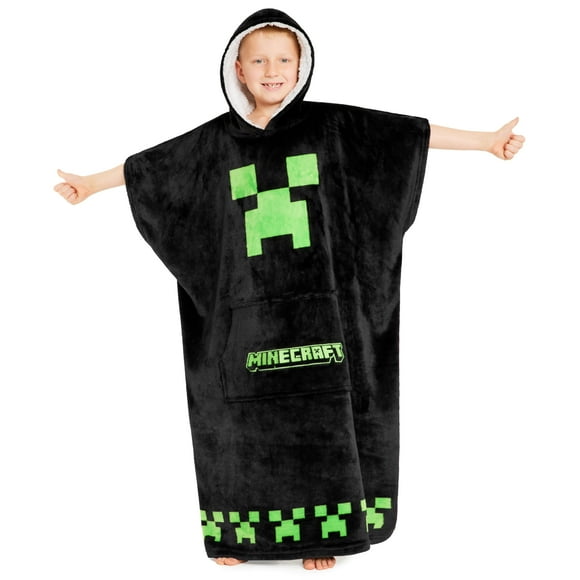 Manta con capucha de forro polar Minecraft para niños y adolescentes