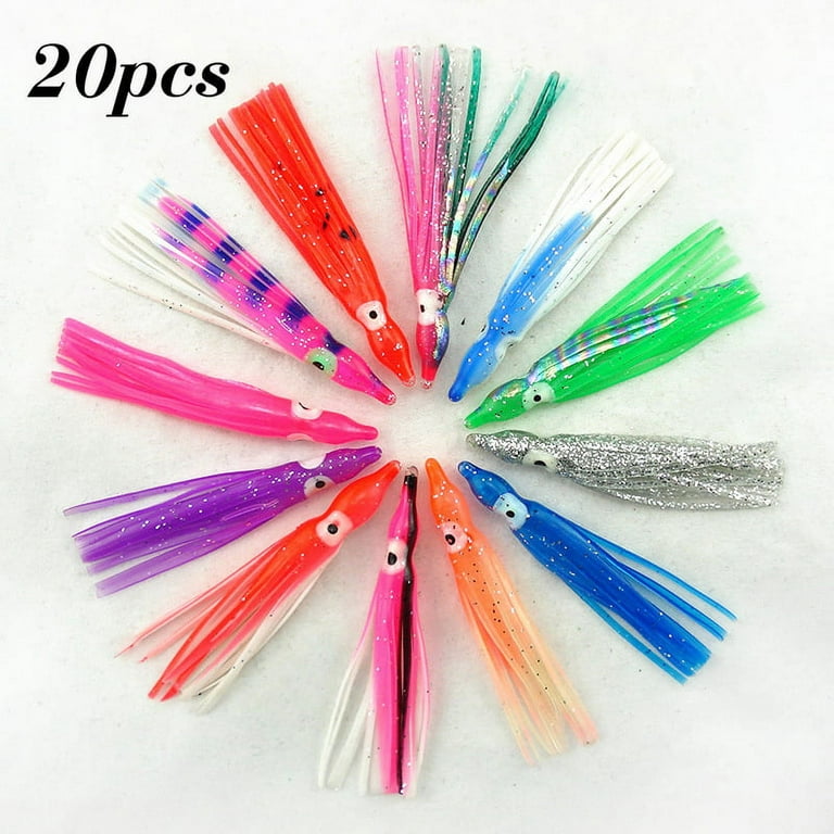 BAMILL 20pcs Artificial Octopus Squid Soft Fishing Lures Bait Saltwater  Colorful 5-16cm 