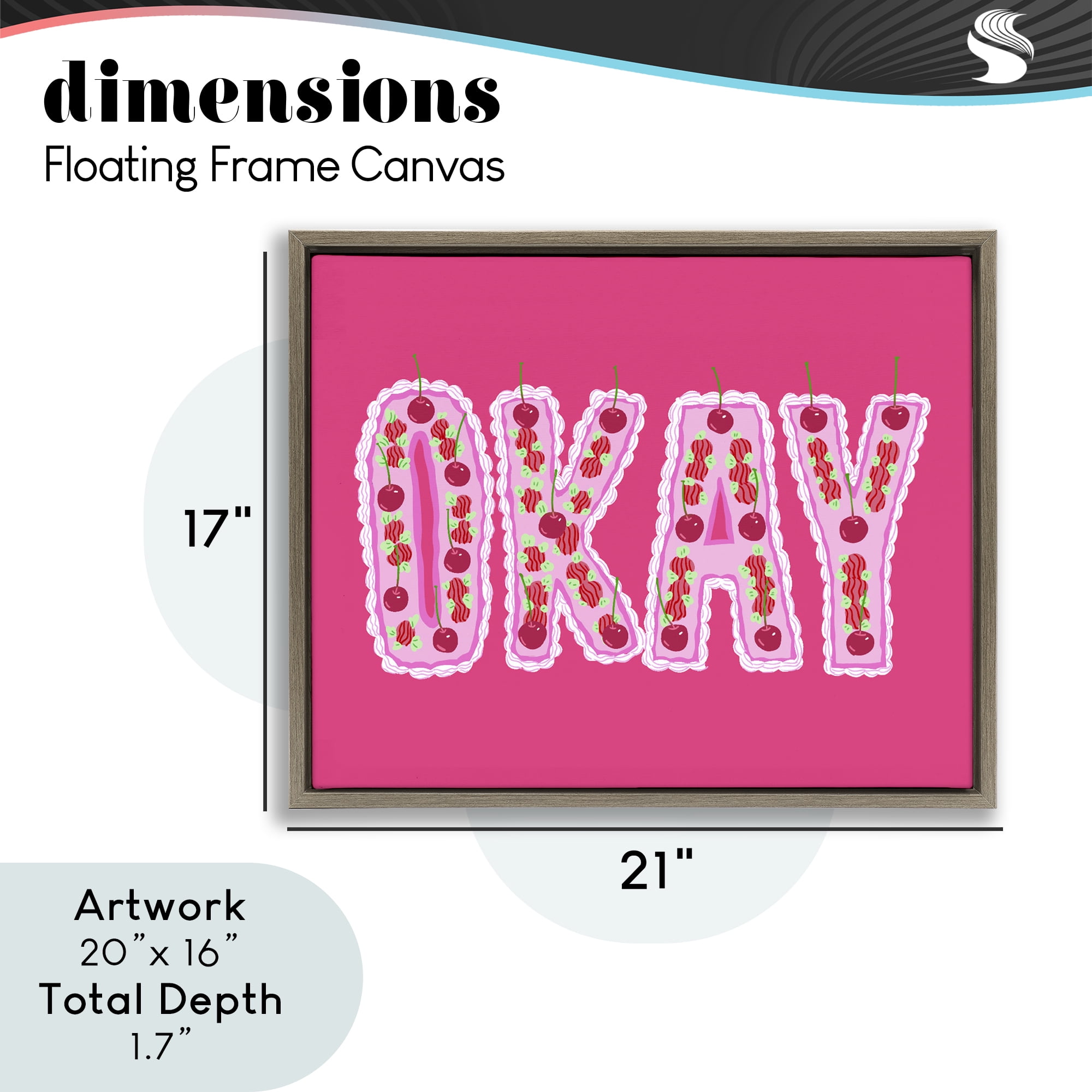 Stupell Industries Okay Cherry Cake Brown Framed Floater Canvas Wall Art, design by Ziwei Li