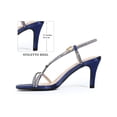 thumbnail image 2 of BLISSFUL STEP Glitter Stiletto Heel Slingback Strap Square Toe Sandals for Women Navy Blue 7, 2 of 8