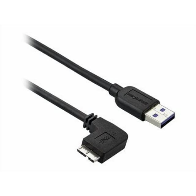 StarTech.com 2m 6 Pieds Slim Micro USB 3.0 Cable M/M - Left-Angle Micro-USB - USB 3.0 A to Micro B - Angled Micro USB - USB 3.1 Gen 1 (5Gbps) (USB3AU2MLS) - Câble USB - Micro-USB Type B (m) vers USB Type A (m) - USB 3.0 - 6.6 Pieds - Connecteur Angle Gauche - Noir