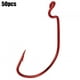 thumbnail image 1 of 50 Uds. Señuelo anzuelo de gusano con manivela de níquel rojo, cebo suave, aparejos de pesca de acero con alto contenido de carbono, 1 of 13