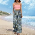 thumbnail image 4 of WTOBBY Women's Summer Floral Print Wide Leg Palazzo Pants Featuring High Waist Elastic Drawstring Casual Design and Pockets for Stylish Outfits ,Gray XL, 4 of 7