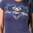 thumbnail image 2 of Hot Leathers GLD1297 'Live,Love, Ride' Ladies Angel Wings Navy Blue  T-Shirt Small, 2 of 6