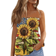 thumbnail image 2 of 4th of July Tube Tops for Women Patriotic Print Pleated Tank Tops American 250th Anniversary Casual Bandeau Sleeveless Tank Tops, 2 of 5