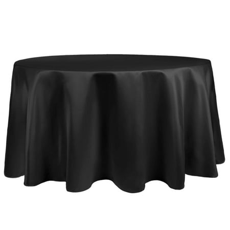 

Ultimate Textile (2 Pack) Satin 126-Inch Round Tablecloth - for Wedding Special Event or Banquet use Black