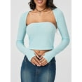 thumbnail image 6 of LMLYSoH Women Tube Tops Set Solid Color Summer Strapless Cropped Bandeau and Shrug Set for Streetwear, 6 of 9