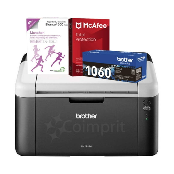 KIT IMPRESORA BROTHER HL-1212W + TONER+ PAPEL + ANTIVIRUS