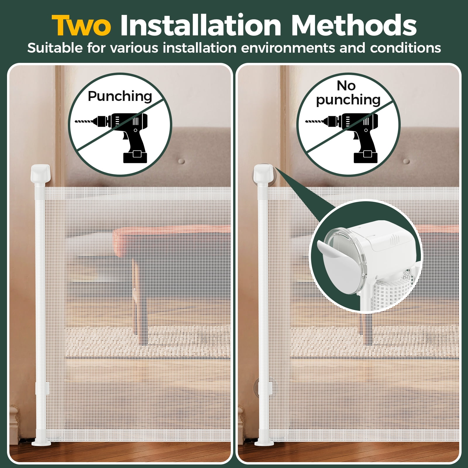BEBANG Retractable Baby Gate Extra Wide, 71" Retractable Dog Gate for Stairs, Doorways, Hallways, Indoor and Outdoor
