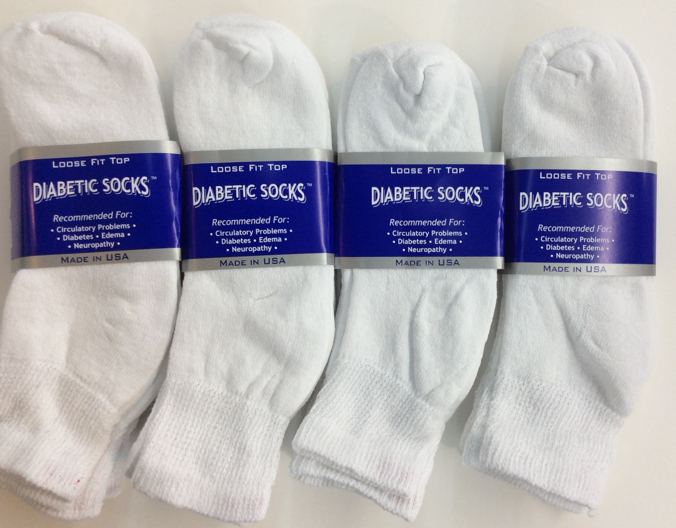 Creswell 12 Pairs White Diabetic Ankle Socks 9-11 Size