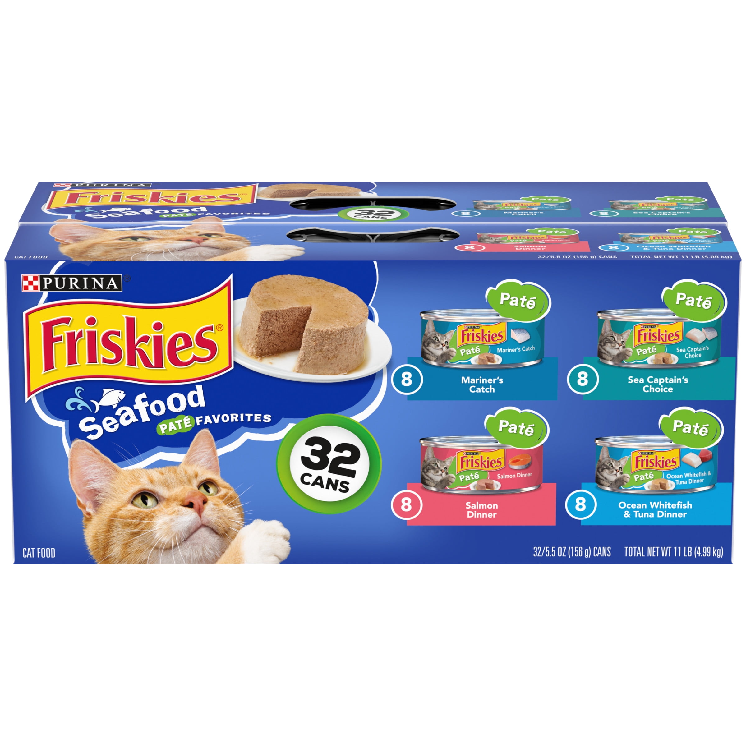 Purina Friskies Seafood Favorites Wet Cat Food Variety Pack, 5.5 oz Cans (32 Pack)