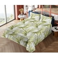 thumbnail image 4 of Tropical Sheet Set, Repetitive Exotic Palm Leaves Pattern Grungy Watercolor Illustration, Fitted & Flat Sheet with Pillowcase Bedding Accent 4 Pcs Set, Full, Yellow Green Pale Grey, by Ambesonne, 4 of 5