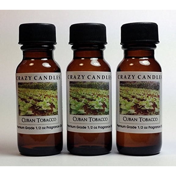 Cuban Tobacco 3 Bottles 1/2 Fl Oz Each 15ml Premium Grade Scented Fragrance Oil By Crazy Candles