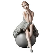 Resin Ballerina Figurine Ballet Dancer Statue, Elegant Girl Sculpture Art Home Desk Decor Ornament for Bookshelf, Tabletop, Living Room