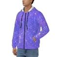 thumbnail image 3 of Wukai Purple Glitter Print Men's Zip-Up Hoodie,Fleece Full-Zip Hoodie for Men, Hooded Sweatshirt-Large, 3 of 5