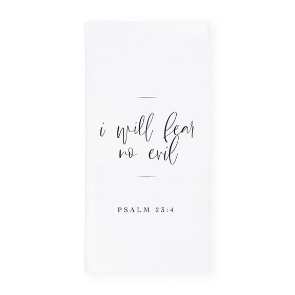 I Will Fear No Evil, Psalm 23:4 Cotton Canvas Scripture, Bible Kitchen Tea Towel