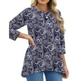 thumbnail image 3 of Fantaslook Plus Size Women Tunic Tops 3/4 Sleeve Dressy Casual Blouses Loose Flowy Floral Shirts, 3 of 8