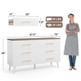 thumbnail image 2 of Noelse 6 Drawer Dresser for Bedroom, Chest of Drawers with Metal Handles and 6 Deep Drawers, TV Stand for Nursery, Living Room, Entryway, Rustic White, 2 of 9