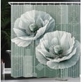 thumbnail image 3 of Ambesonne Green Shower Curtain, Futuristic Poppy Flower Print, 69"Wx84"L, Blue Grey Dark Cadet Blue, 3 of 4