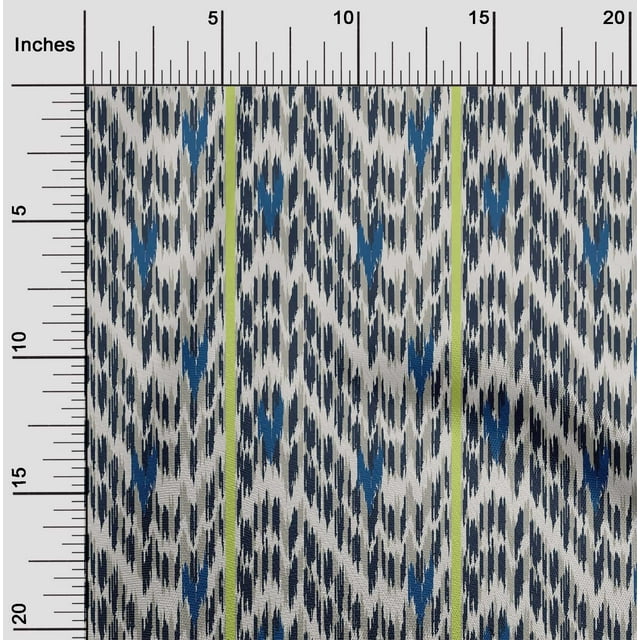 oneOone Tissu Viscose Chiffon Rayé & Chevron Ikat Imprimé au Mètre 42 Pouces de Large