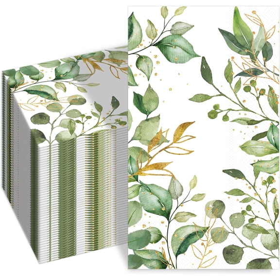 100 PCS Eucalyptus Napkins, Bathroom Paper Towels for Guests Disposable Green Dinner Napkins for Home Party Wedding Baby Shower