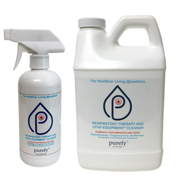 PUREFY CPAP Equipment Cleaner and Pre-wash (16oz and 68oz Refill). Hypochlorous Technology. No Rinse. No Residue. Unscented. Eliminate Contaminants and Odor