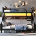 thumbnail image 2 of LUMAMIN Twin XL Over Queen Bunk Bed, Metal Bunk Bed Frame with Built-In Storage, LED Light Strip, Stairs, Guardrails, and Noise-Free Design, Black, 2 of 9