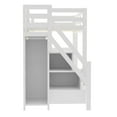 thumbnail image 5 of Euroco Wood Twin Size Loft Bed with Storage Staircase and Shelves, LED Light and Wardrobe for Kids, White, 5 of 13