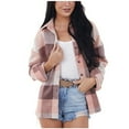 thumbnail image 2 of Pntutb Mujer Casual Suelto A Cuadros Impreso Manga Larga Vintage Solapa Lana Abrigo Flash Selecciones Pntutb Pntutb-6115, 2 of 9