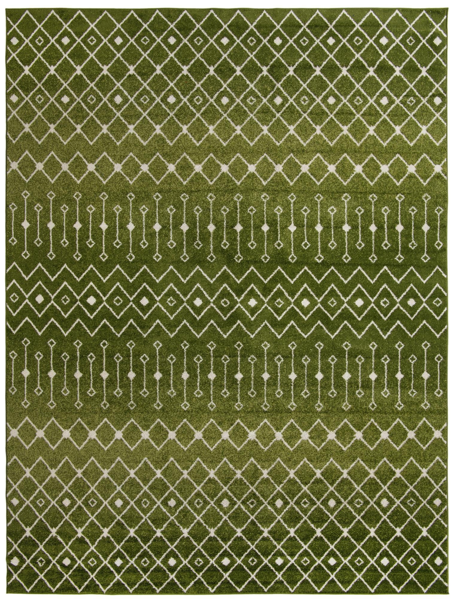 Moroccan Trellis Collection Rug 10' x 14' Green Medium Rug