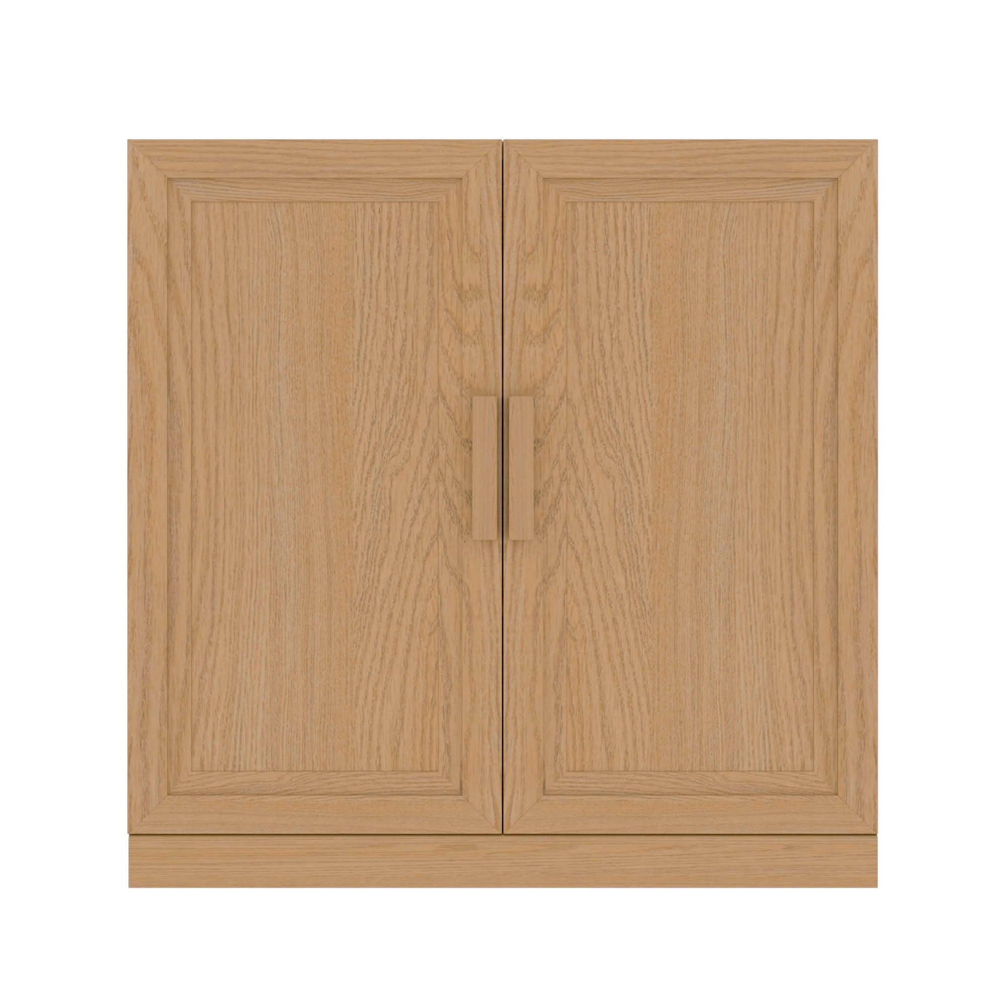 MAYEERTY 31x31x16 Inch Natural Wood Grain 2-Door Corner Storage Cabinet with Solid Wood Door
