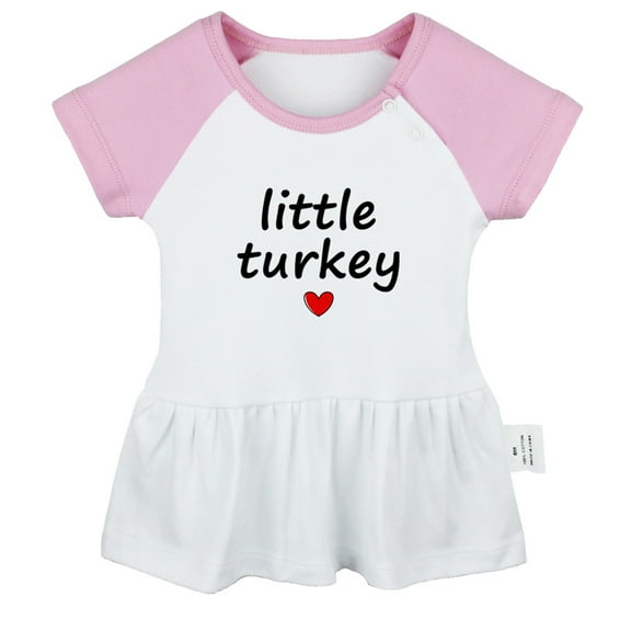 Little Turkey Funny Dresses For Baby, Newborn Babies Skirts, Infant Princess Dress, 0-24M Kids Graphic Clothes (Pink Raglan Dresses, 6-12 Months)