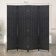 thumbnail image 7 of Room Dividers and Folding Privacy Screens 4 Panel 6 ft Foldable Portable Room Seperating Divider, Handwork Wood Mesh Woven Design Wall, Freestanding, Black, 7 of 7