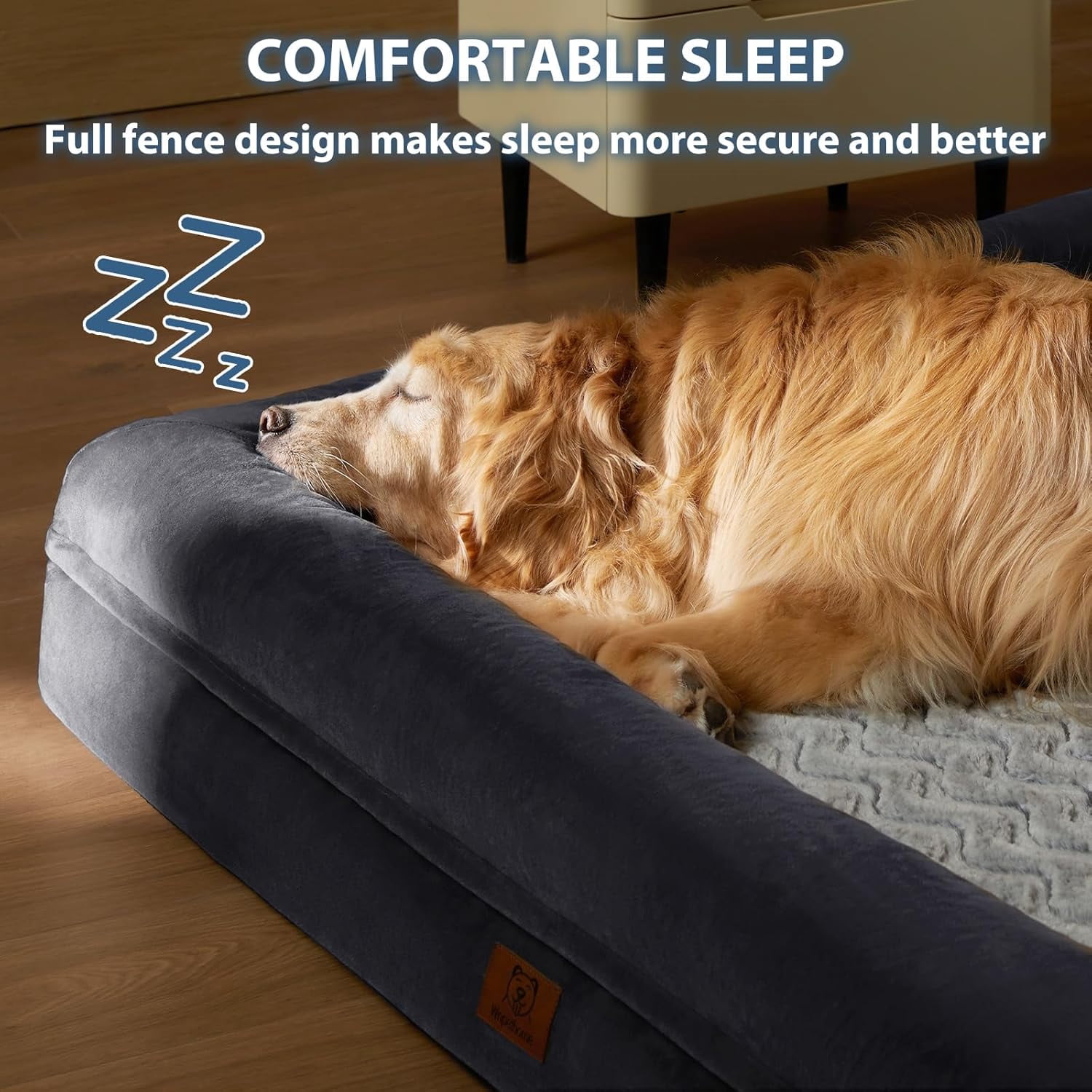 ECP XL Extra Large Dog Bed, Washable Dog Couch with Removable Waterproof Cover, Orthopedic Large Pet Sofa Bed with Bolster Sides for Sleeping